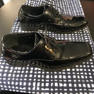 Black patent leather dress shoes size 15